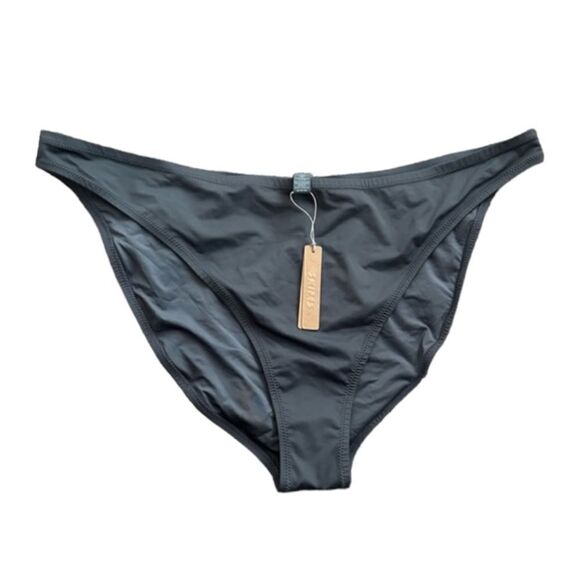 NWT SKIMS Recycled Swim Mid Coverage Bottom Swim Bikini Bottom In Gunmetal Gray - Picture 3 of 6